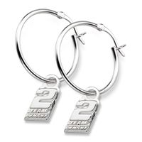 Brad Keselowski Sterling Silver Hoop Earrings with #2 Charm