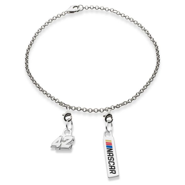 Kyle Larson #42 Sterling Silver Bracelet with Two Charms