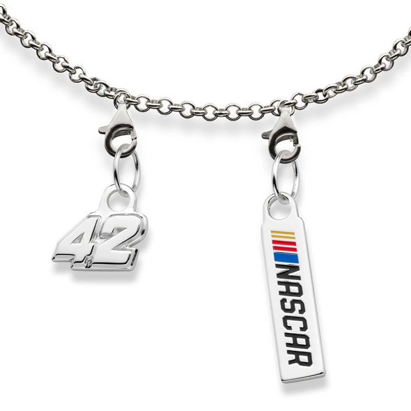 Kyle Larson #42 Sterling Silver Bracelet with Two Charms - Image 2