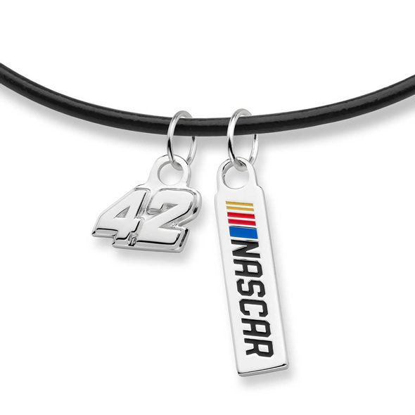 Kyle Larson Leather Necklace with Two Charms - Image 2