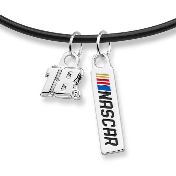 Kyle Busch Leather Necklace with Two Charms - Image 2