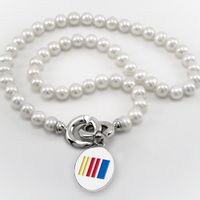 NASCAR Pearl Necklace and Sterling Silver Charm with Enamel