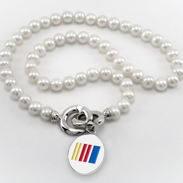 NASCAR Pearl Necklace and Sterling Silver Charm with Enamel - Image 1