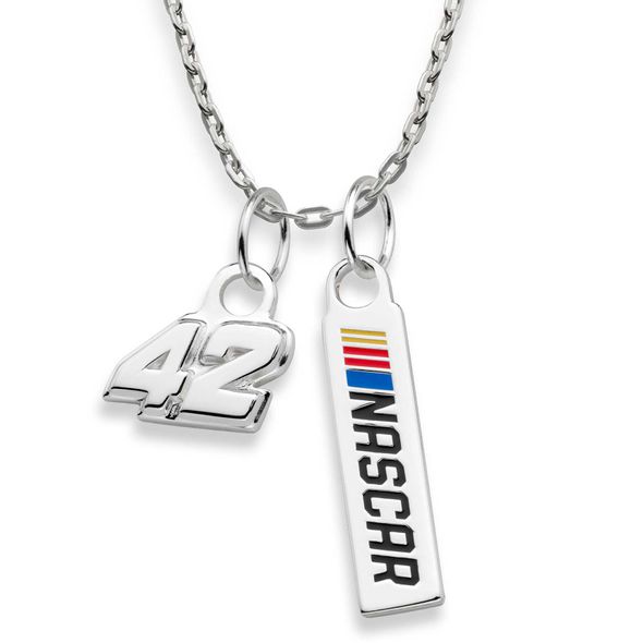 Kyle Larson #42 Sterling Silver Necklace with Two Charms - Image 2