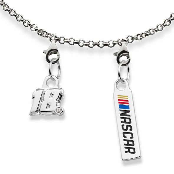 Kyle Busch #18 Sterling Silver Bracelet with Two Charms - Image 2