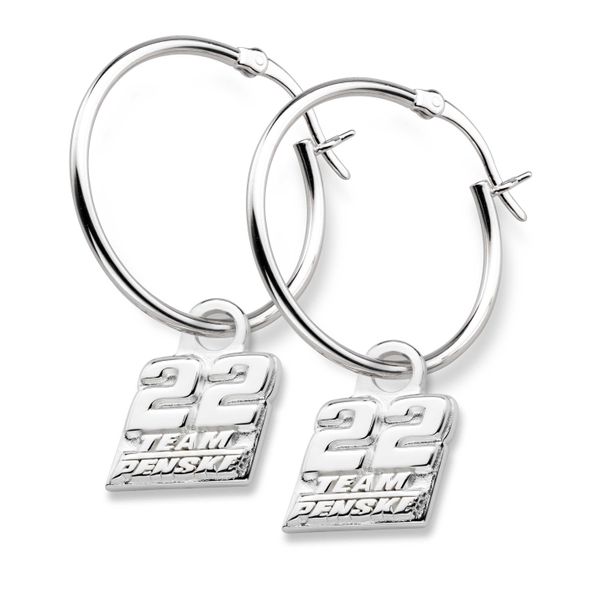 Joey Logano Sterling Silver Hoop Earrings with #22 Charm