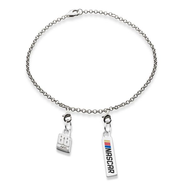 Dale Earnhardt Jr. #88 Sterling Silver Bracelet with Two Charms - Image 1