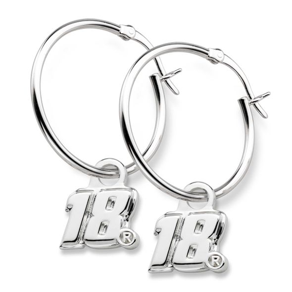 Kyle Busch Sterling Silver Hoop Earrings with #18 Charm