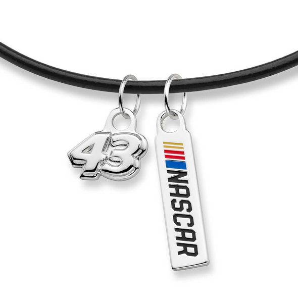 Bubba Wallace Leather Necklace with Two Charms - Image 2