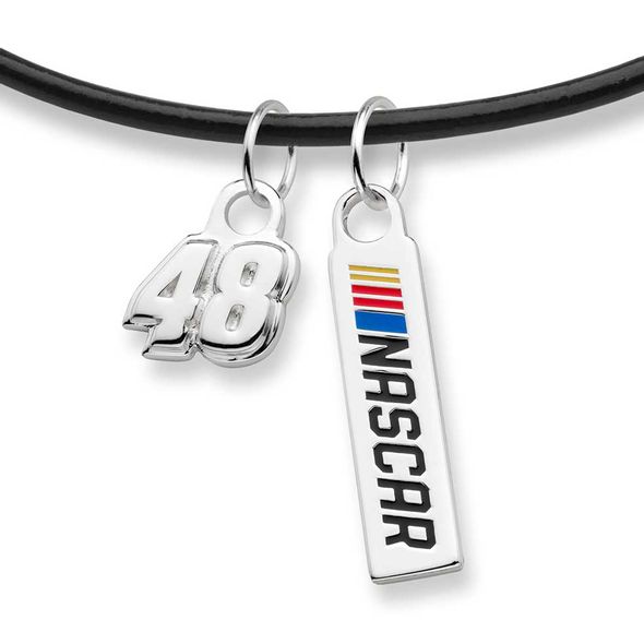 Jimmie Johnson Leather Necklace with Two Charms - Image 2