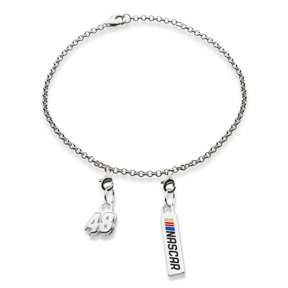 Jimmie Johnson #48 Sterling Silver Bracelet with Two Charms
