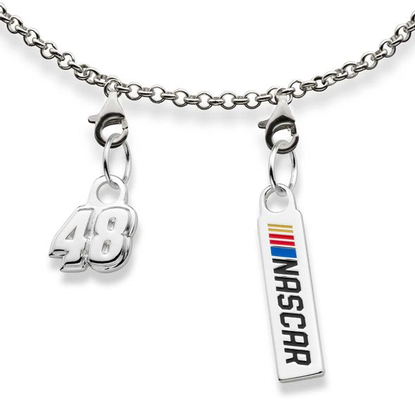 Jimmie Johnson #48 Sterling Silver Bracelet with Two Charms - Image 2