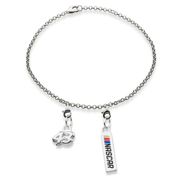 Bubba Wallace #43 Sterling Silver Bracelet with Two Charms