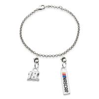Kyle Busch #18 Sterling Silver Anklet with Two Charms