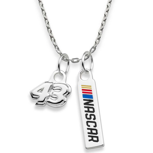 Bubba Wallace #43 Sterling Silver Necklace with Two Charms - Image 2