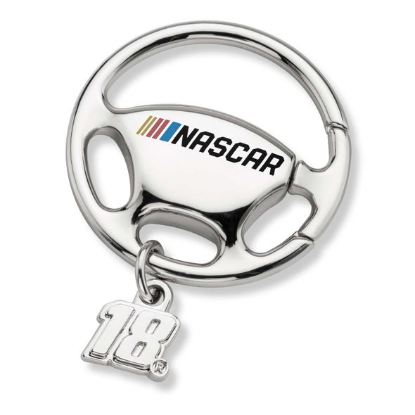 Kyle Busch Steering Wheel Key Ring with #18 Charm - Image 1